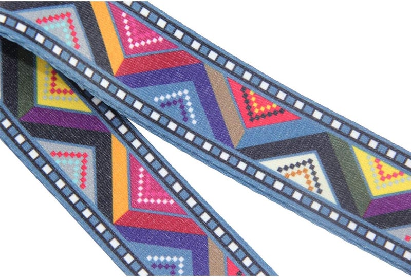 Duwi Handbag&Purse Strap Jacquard Woven Guitar Style Multicolor Replacement Strap Canvas Adjustable Crossbody Bag Strap black,Triangular grain,color Black,triangular Grain,color, M - Image 4