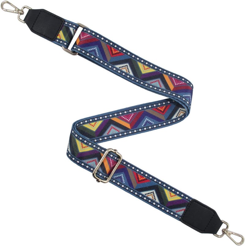 Duwi Handbag&Purse Strap Jacquard Woven Guitar Style Multicolor Replacement Strap Canvas Adjustable Crossbody Bag Strap black,Triangular grain,color Black,triangular Grain,color, M - Image 5