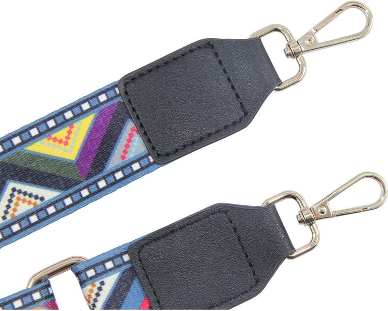 Duwi Handbag&Purse Strap Jacquard Woven Guitar Style Multicolor Replacement Strap Canvas Adjustable Crossbody Bag Strap black,Triangular grain,color Black,triangular Grain,color, M - Image 3