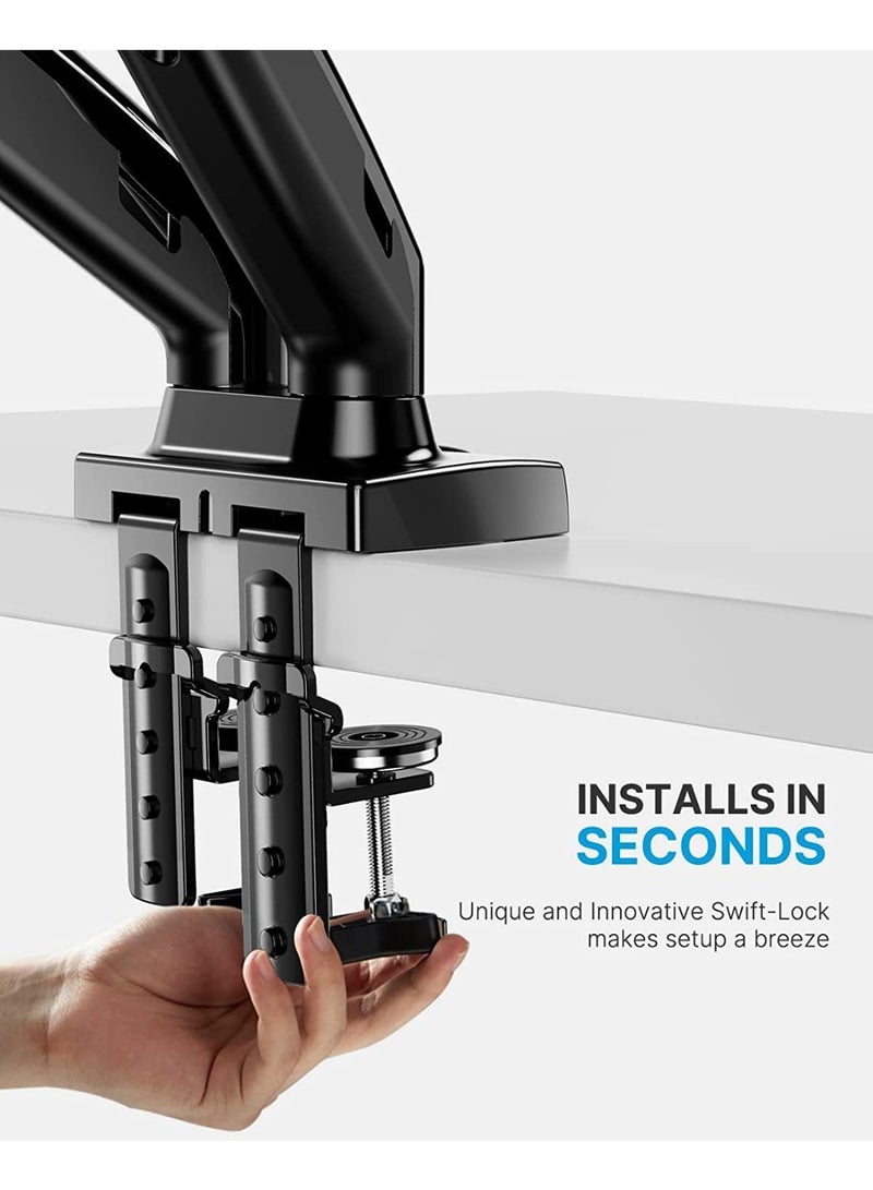 Dual Monitor Stand, Adjustable Spring Monitor Desk Mount for 17-27 inch, Holds Max 9KG, Computer Monitor Arms with Wide Range of Motion for Home Office - Image 5