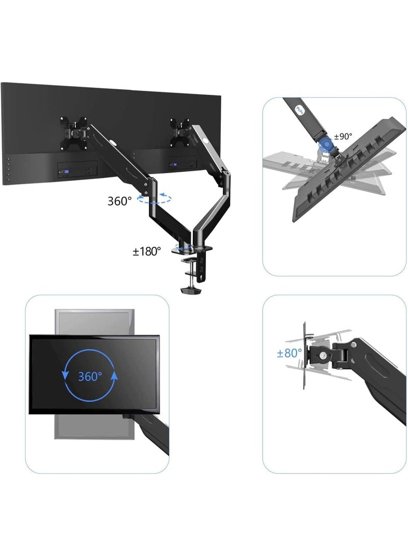Dual Monitor Stand, Adjustable Spring Monitor Desk Mount for 17-27 inch, Holds Max 9KG, Computer Monitor Arms with Wide Range of Motion for Home Office - Image 4