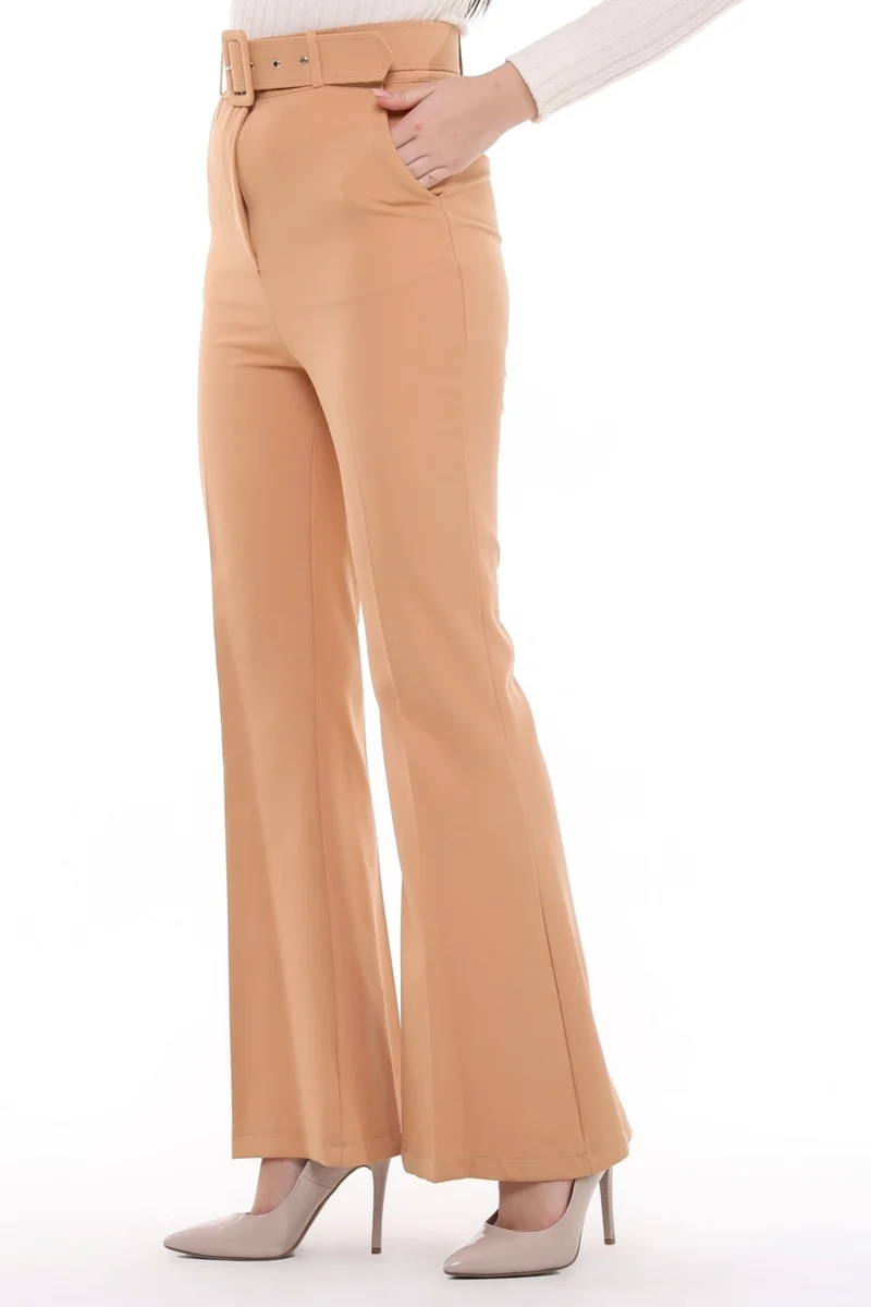 سيدي دينيم Women's Bell-bottomed, High Waist, Belted Trousers, Oversize Original Cut, C3004