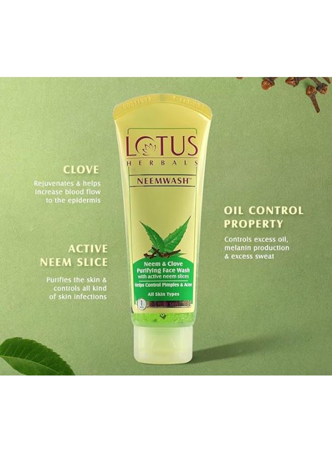 LOTUS HERBALS Neemwash Neem & Clove Ultra-Purifying Face Wash With Active Neem Slices  - Image 3