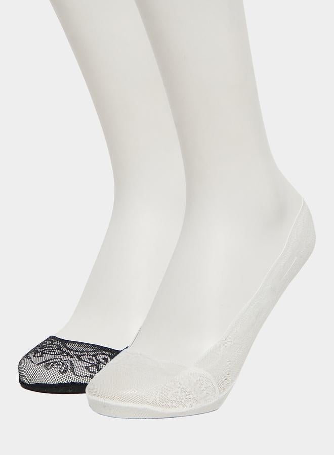 Styli Pack of 2 - Lace Trim No-Show Socks - Image 1