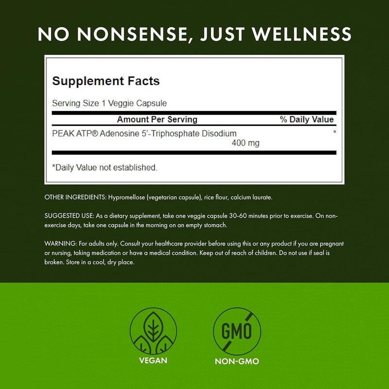 Swanson Maximum Strength Peak ATPNatural Supplement Promoting Cellular Energy SupportSupports Physical Performance and Promotes Healthy Blood Flow Support30 Veggie Capsules 400mg Each 1 Pack - Image 3