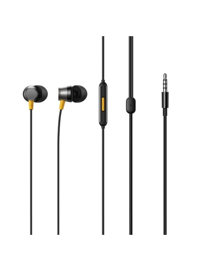 realme Buds 3 Wired in-Ear Earphones with Mic  | Deep Bass | Branded Tangle-Free Braided Cable | Single Button Control | 3.5mm Jack (Black Color) black - Image 1