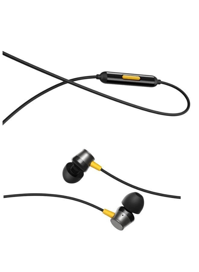 realme Buds 3 Wired in-Ear Earphones with Mic  | Deep Bass | Branded Tangle-Free Braided Cable | Single Button Control | 3.5mm Jack (Black Color) black - Image 5