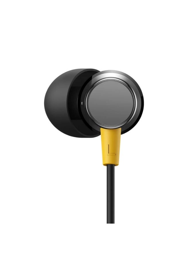 realme Buds 3 Wired in-Ear Earphones with Mic  | Deep Bass | Branded Tangle-Free Braided Cable | Single Button Control | 3.5mm Jack (Black Color) black - Image 2