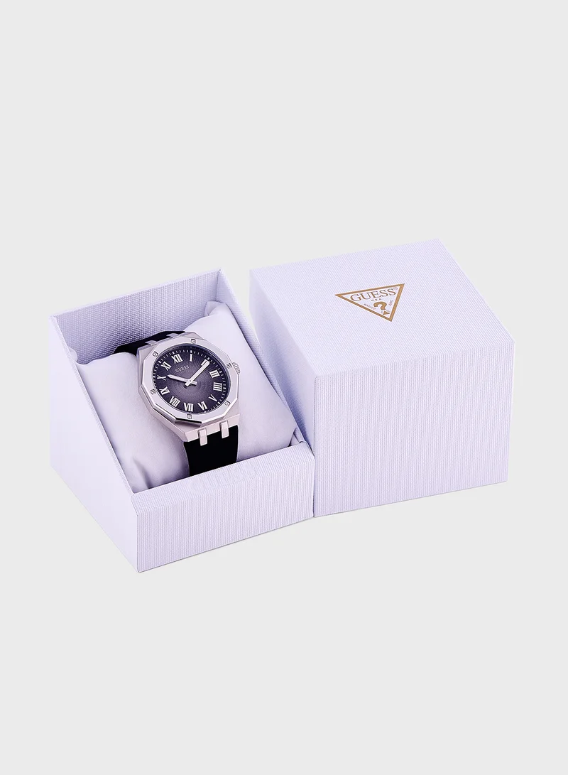 GUESS Asset Leather Strap Analog Watch