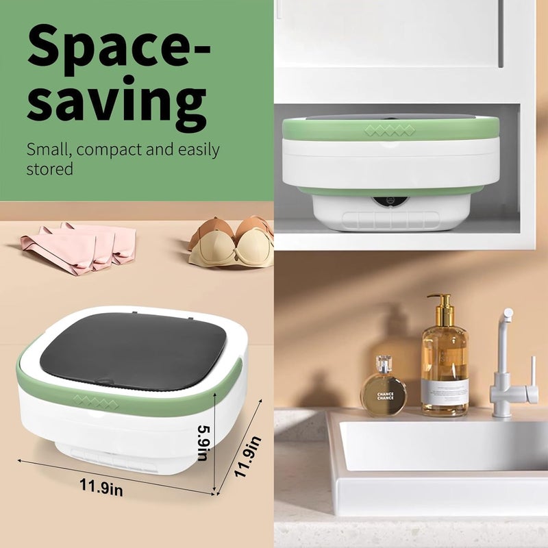 Sangukiro Portable Washing Machine, 16L Upgraded with Spin Basket Laundry Machine, 3 Modes Deep Cleaning, Upgraded Small Collapsible Laundry for Hotel, Apartment, Home and Travel - Green - Image 3