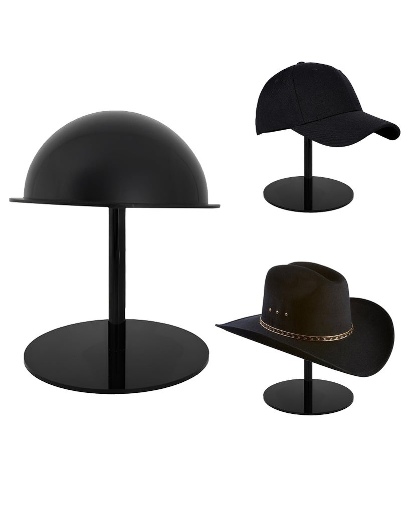 CHADWICK 8 High Hat Display Stands for Vendors Durable Black Acrylic Hat Holder Stand for Salon Domed Cap Rack with Brim Cowboy Hat Holder Baseball Cap Rack Wig Holder - Image 2