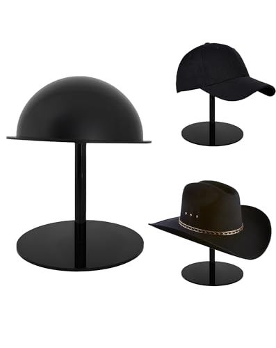 CHADWICK 8 High Hat Display Stands for Vendors Durable Black Acrylic Hat Holder Stand for Salon Domed Cap Rack with Brim Cowboy Hat Holder Baseball Cap Rack Wig Holder - Image 1
