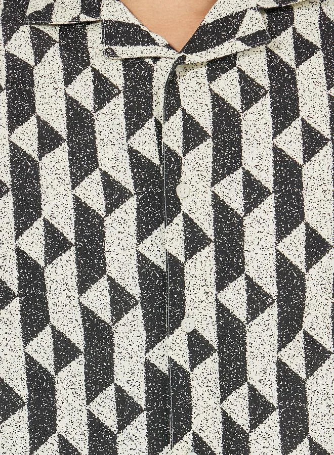 Styli Geometric Print Resort Collar Relaxed Fit Shirt