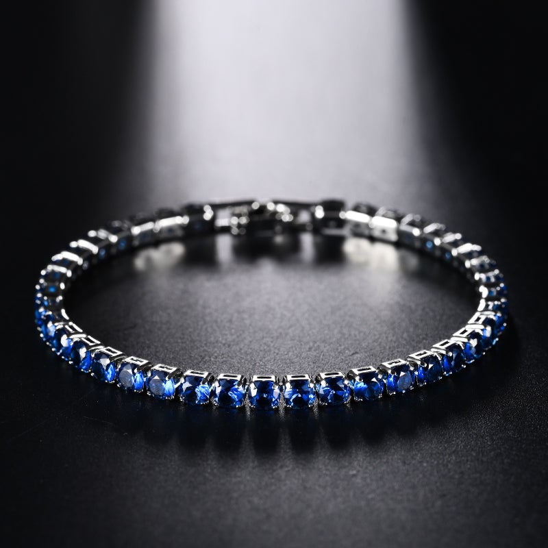 4.0 Zircon Full Diamond Tennis Bracelet for Women, Simple Geometric Style, Multi-Color