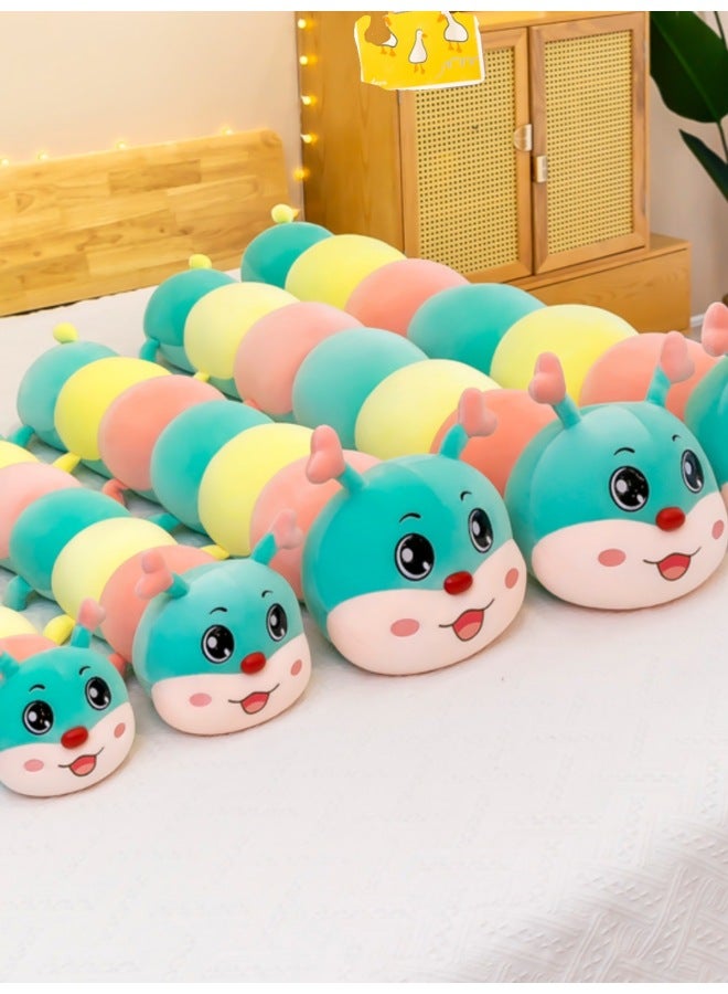 Colorful Caterpillar Pillow Long Pillow Cute Plush Toy Girl's Bed Doll Doll Children's Gift-Specifications:130cm (subscription And Collection + Free Small Pendant)-Color:Super Super Blue Basket Color Caterpillar  - Image 4