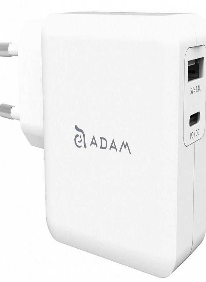 ADAM ELEMENTS ADAM ELEMENTS Omnia F2 USB C Pd 3.0 Fast Wall Charger 30W White  - Image 1