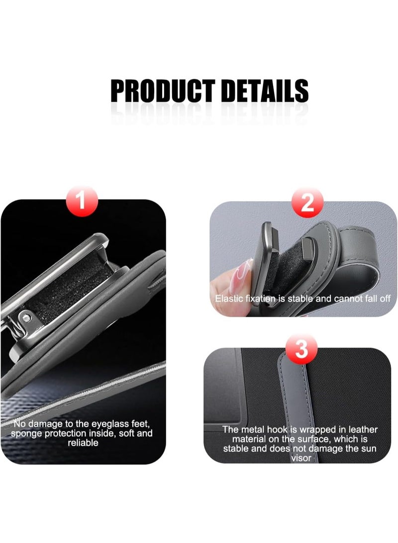 Sunglass Holder for Car, Leather Sunglasses Holder and Ticket Card Clip, Car Visor Accessories - Image 4