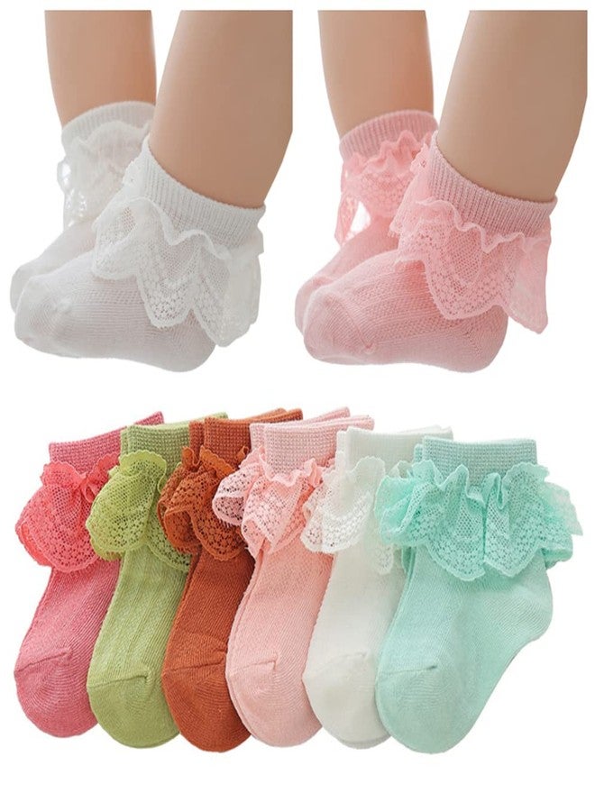 QandSweet Newborn Girls' Socks Baby Ankle Sock for Infant and Toddlers (Lots of 6 Pairs, 0-6 Months) - Image 1