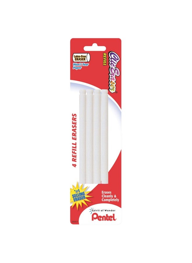 بنتل عبوات إعادة تعبئة ممحاة Pentel® Clic™، 3 1/2 بوصة، بيضاء، عبوة من 4 قطع - Image 1