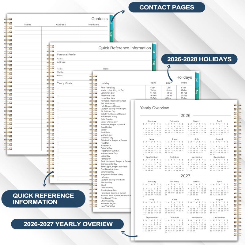 Indeme Planner 2026-2027 - 2026-2027 Planner weekly and monthly, July 2026 - June 2027, 9" x 11", Academic Calendar 26-27 with Colourful Tabs, Inner Pocket, Premium Paper, Twin-wire Binding - Image 5