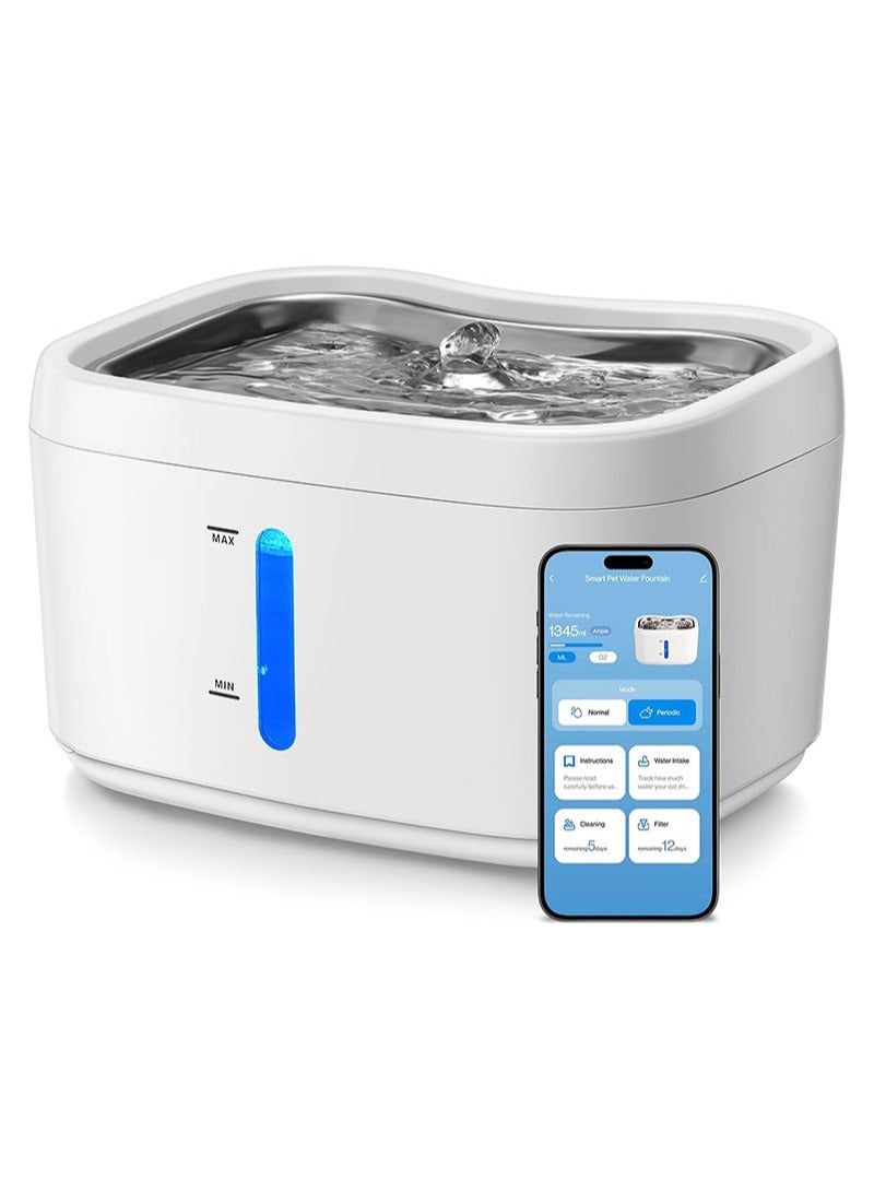 CITTA Pet Water Fountain - 2.5L/84oz with Silent Pump, Multi-Filter System, LED Light & Water Level Window - Hygienic Drinking Dispenser for Cats, Dogs & Pets - Image 1