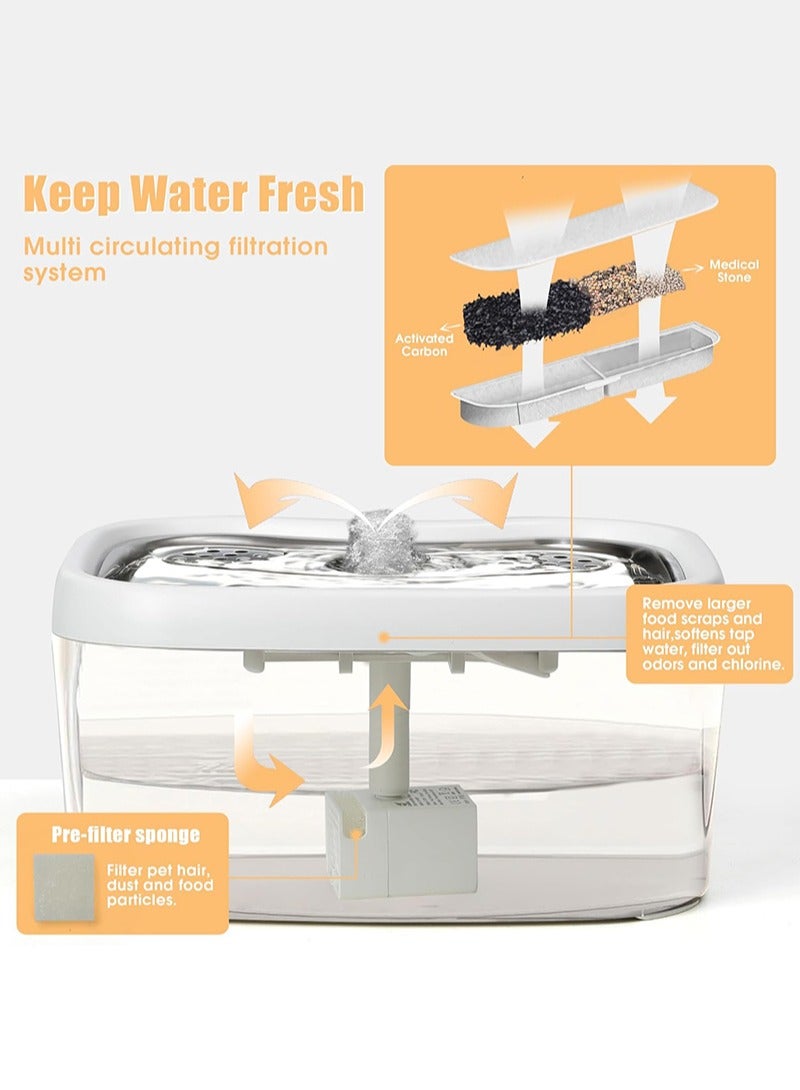 CITTA Pet Water Fountain - 2.5L/84oz with Silent Pump, Multi-Filter System, LED Light & Water Level Window - Hygienic Drinking Dispenser for Cats, Dogs & Pets - Image 3