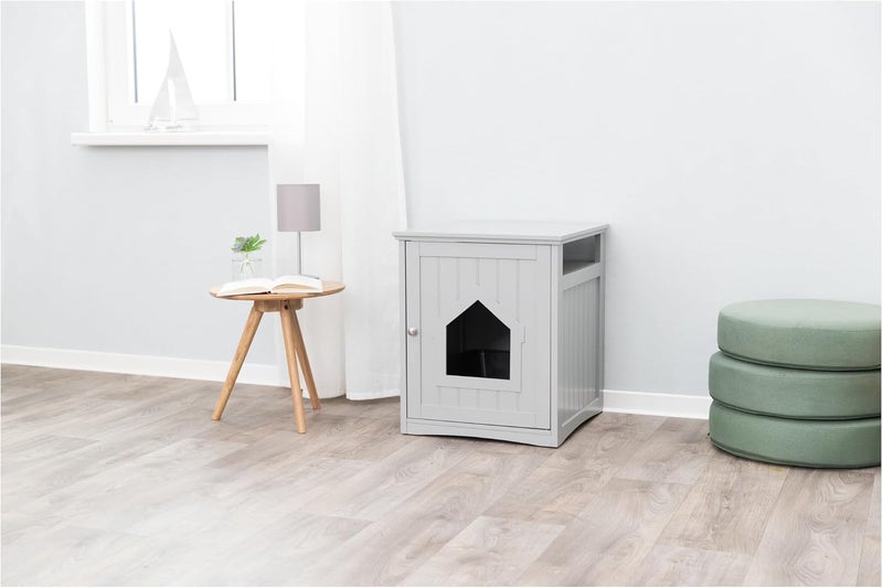 TRIXIE Furniture Litter Box Enclosure Gray Hidden Litter Box for Cats with Shelf Classic Style Big Front Door for Easy Cleaning Large Hole for Convenient Entry Use As Side Table or Nightstand - Image 2