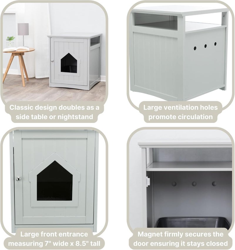 TRIXIE Furniture Litter Box Enclosure Gray Hidden Litter Box for Cats with Shelf Classic Style Big Front Door for Easy Cleaning Large Hole for Convenient Entry Use As Side Table or Nightstand - Image 3