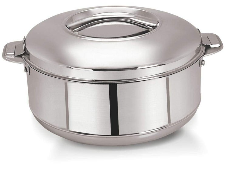 AEVLON Aevlon™ Hot Chef Double Wall Insulated Hot Pot Stainless Steel Casserole with Steel Lid, Silver, DHA (4000 ml)  - Image 1