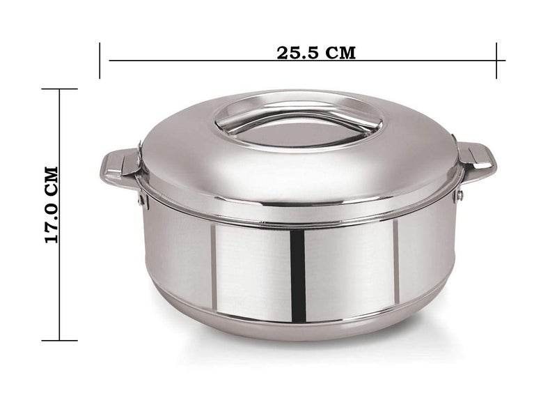 AEVLON Aevlon™ Hot Chef Double Wall Insulated Hot Pot Stainless Steel Casserole with Steel Lid, Silver, DHA (4000 ml)  - Image 2