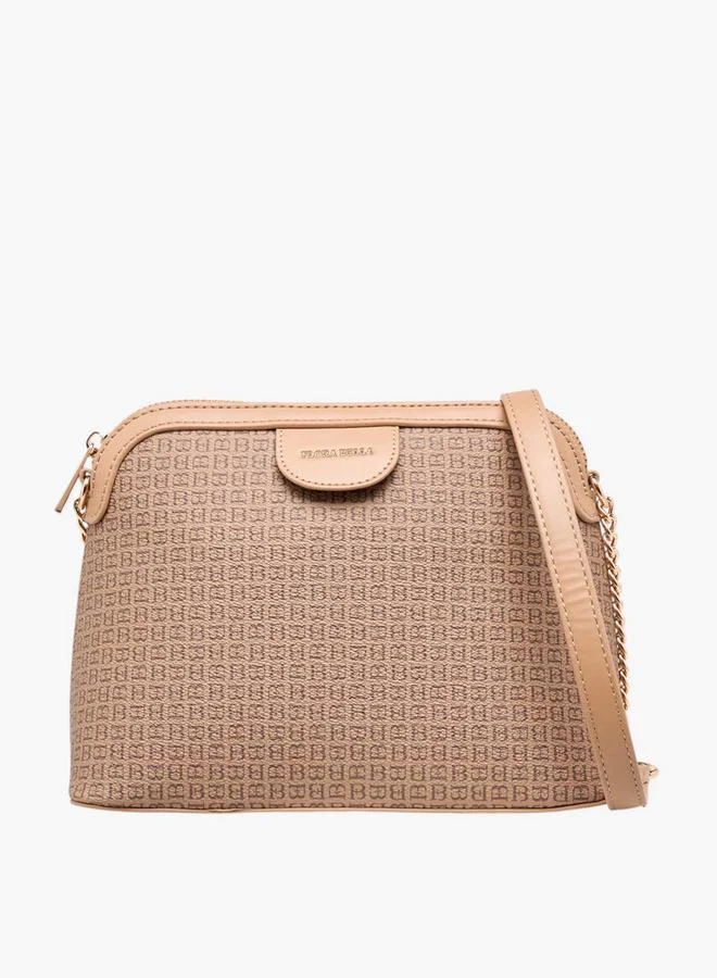 Flora Bella By Shoexpress Monogram Print Crossbody Bag with Chain Strap