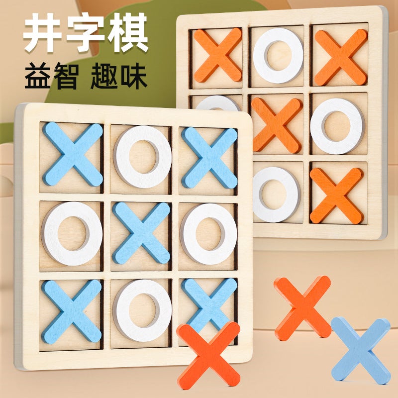 Children Xo Tic-Tac-Toe Logical Thinking Mental Table Games Parent-Child Early Education Puzzle Wooden Toys - Image 2