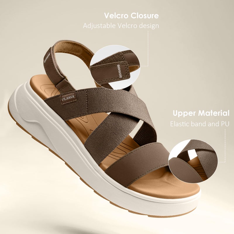 Vilanva Women's platform sandals Dark taupe Size 8 - Image 5