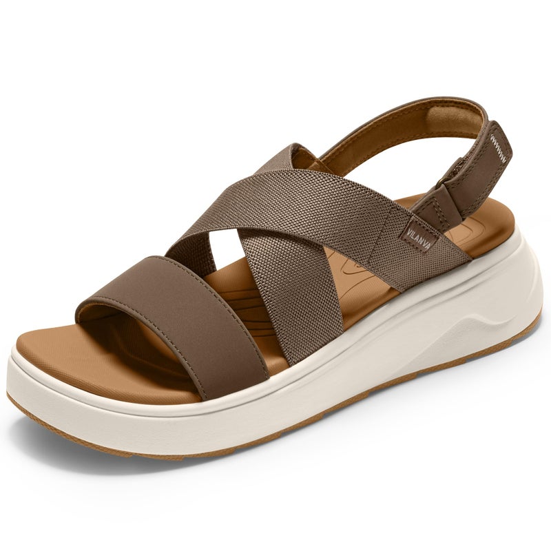 Vilanva Women's platform sandals Dark taupe Size 8 - Image 1