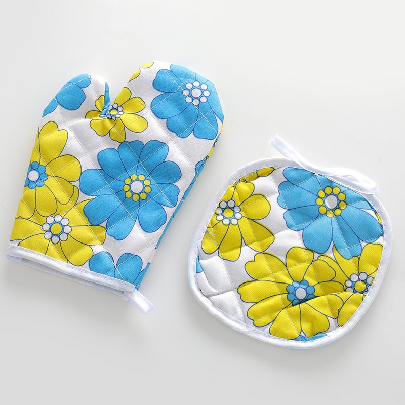 Heat-Resistant Oven Mitts Kitchen Gloves Large microwave 2-piece set 