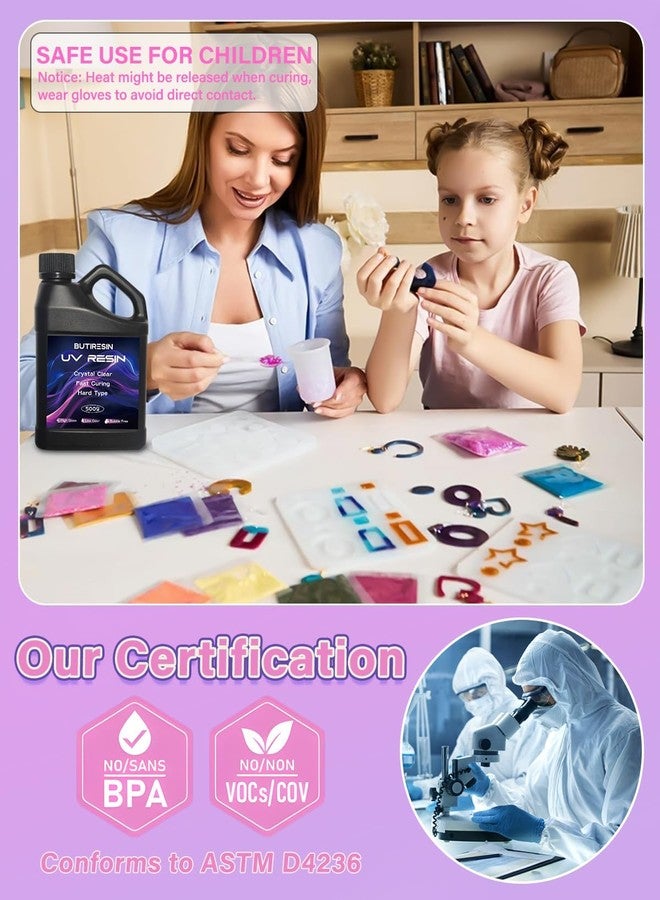 ButiResin راتنج بيوتي 1000 جرام راتنج UV، راتنج UV شفاف - تجفيف سريع، شفاف كريستالي، عديم الرائحة، لزوجة منخفضة ونوع صلب، مجموعة راتنج UV لصنع المجوهرات، الصب، والحرف اليدوية - Image 4