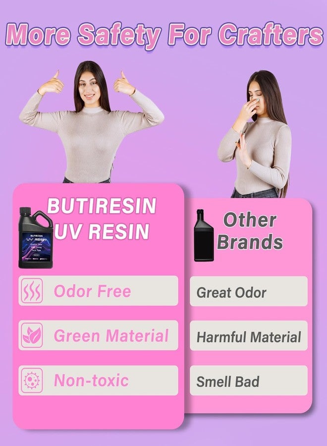 ButiResin راتنج بيوتي 1000 جرام راتنج UV، راتنج UV شفاف - تجفيف سريع، شفاف كريستالي، عديم الرائحة، لزوجة منخفضة ونوع صلب، مجموعة راتنج UV لصنع المجوهرات، الصب، والحرف اليدوية - Image 5
