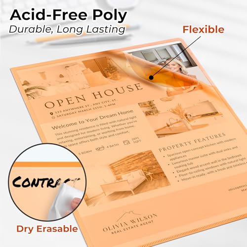 Dunwell Clear Plastic Folder Sleeves (12 Pack, Assorted Colors), Acid-Free Poly Project Sleeves, File Jackets for Letter Size 8.5x11 Documents - Image 5