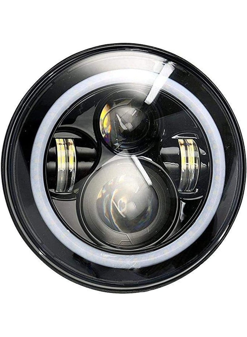 Generic 1 Piece  Round 7 Inch LED Headlights Replacement Headlights for Harley Motorcycle Jeep Wrangler JK TJ Hummer Land Rover (Black 03)  - Image 1