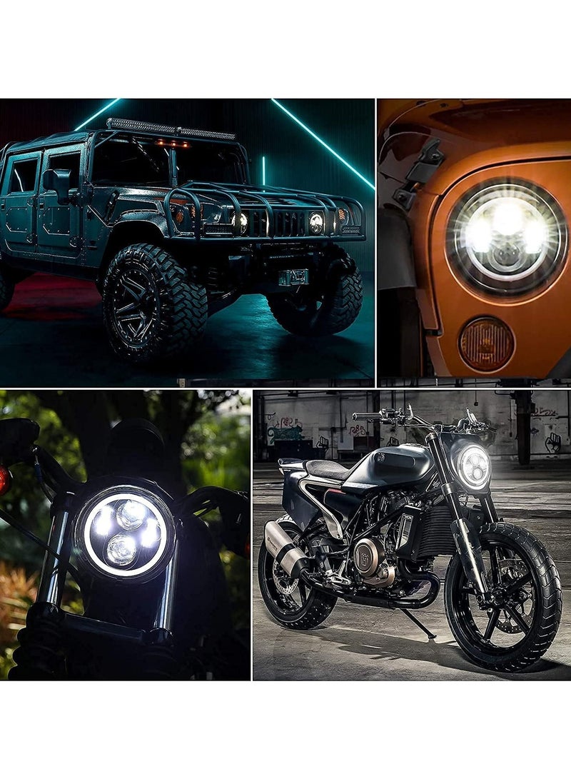 Generic 1 Piece  Round 7 Inch LED Headlights Replacement Headlights for Harley Motorcycle Jeep Wrangler JK TJ Hummer Land Rover (Black 03)  - Image 3