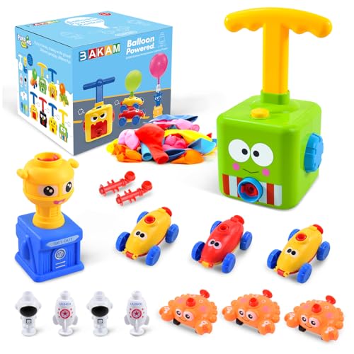 BAKAM Toddler Toys 34 for Boys Girls Balloon Launcher Powered Car Set Fun Toddlers STEM Toy Balloon Pump Cars Racer Kit for Kids 35 Frog - Image 1