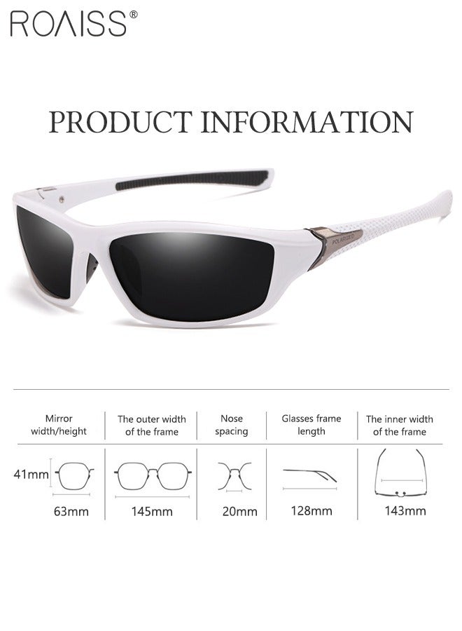 roaiss Polarized Sports Sunglasses for Men Women, UV400 Protection Cycling Glasses with White PC Frame, Goggles for Baseball Running Fishing Golf 63mm - Image 3