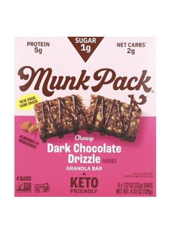 Munk Pack Munk Pack, Chewy Granola Bar, Dark Chocolate Drizzle, 4 Bars, 1.12 oz (32 g) Each  - Image 1