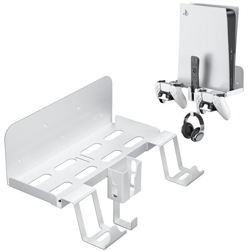 Allnice PS5 Wall Mount, 5 IN 1 Playstation 5 Wall Mount (Disc and Digital Edition) Wall Bracket for Playstation 5 with Detachable Controller Holder & Headphone Hanger & Remote Control Bracket - Image 1