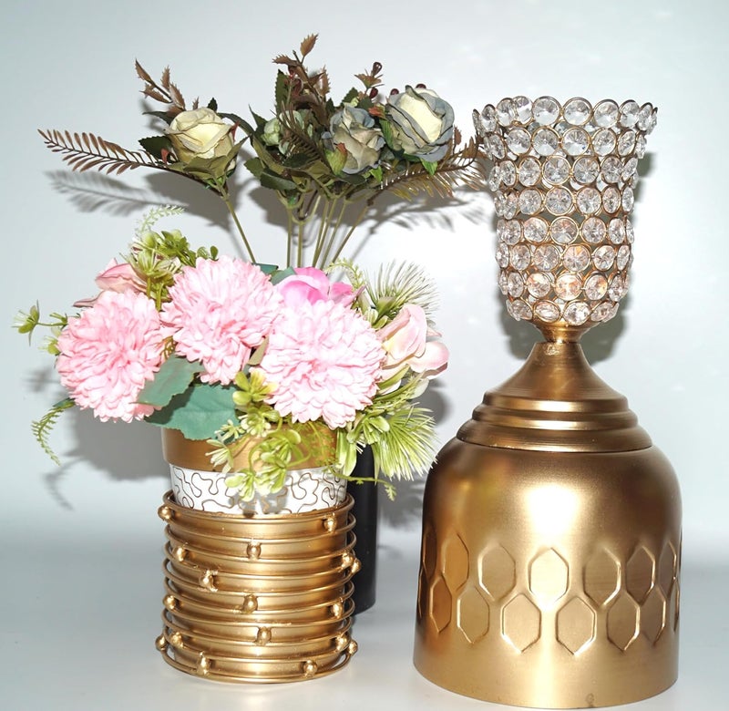 MAKE VITAL MAKE VITAL Stylish Golden Candle Holders Lanterns for Elegant Home Dcor Special Events Gifting  - Image 2