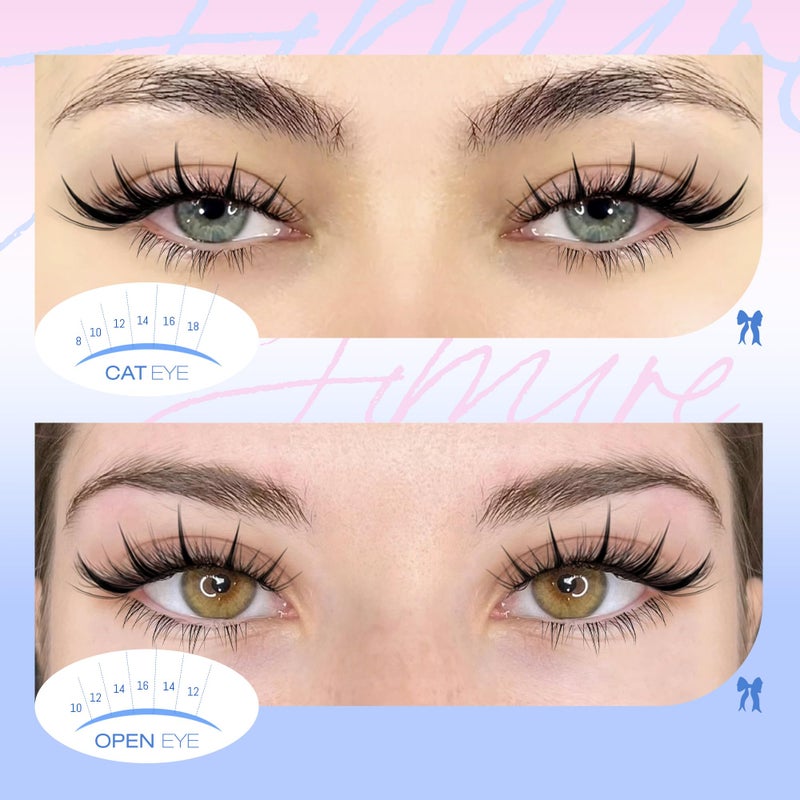 JIMIRE Manga Lash Clusters Wispy 140Pcs Fairy Eyelash Clusters with Bottom Lashes D Curl Cluster Lashes Eyelash Extensions 8-18MM Natural Individual Lashes Wet-Look Invisible Band Lash Extension - Image 4