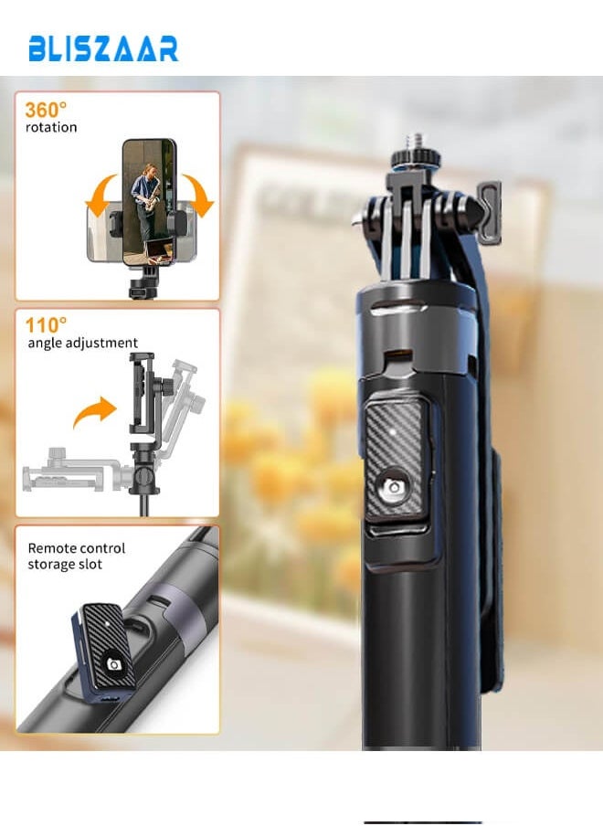 Bliszaar 135cm Selfie Stick Tripod for Action Camera with Wireless Remote, 360° Rotatable Portable Phone Holder Stand compatible iPhone/Android  - Image 4