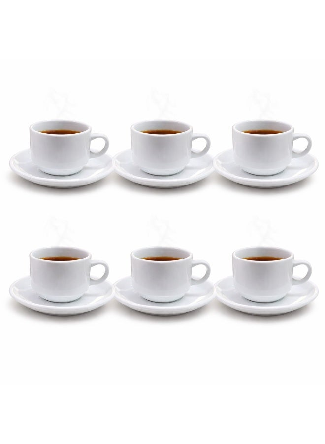 صفا ☕✨ طقم فناجين قهوة تركي وإسبريسو بورسلان أبيض فاخر – 12 قطعة | سعة 120 مل | يكفي لـ 6 أشخاص - Image 1