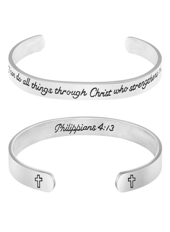 MEMGIFT Religious Bracelets for Women Inspirational Christian Gifts Bible Verse Jewelry "I can do all things through Christ who strengthens me Philippians 4:13" - Image 1