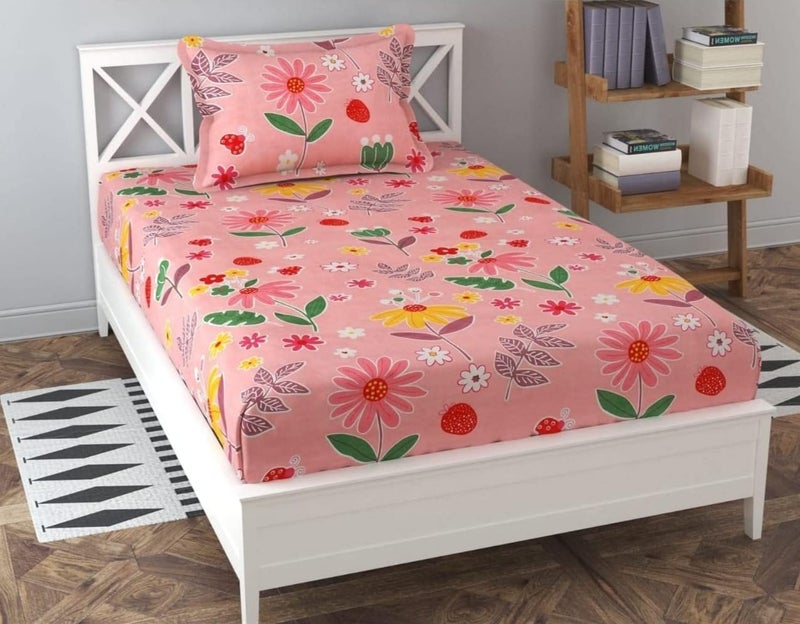 OMAJA HOME OMAJA HOME New Print Cotton Single Bed Sheet Combo Pack of 2 Soft Fabric 2 bedsheet and 2 Pillow Cover Special for Kids Room Multicolor_04  - Image 1